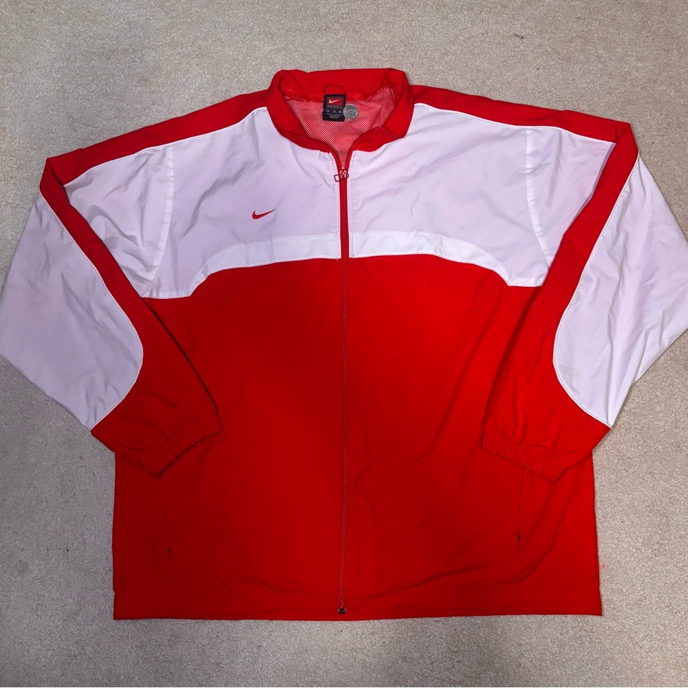 Vintage Nike Team Track Jacket Mens XL Red Windbreaker USA Full Zip